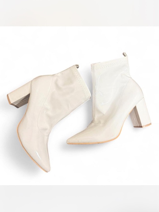 Goodgirl Shoes - Women’s White Pointed Toe Block Heel Ankle Boots